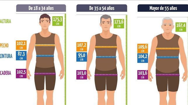 El español medio mide 173 centímetros y el 46,7% de ellos presenta un peso normal